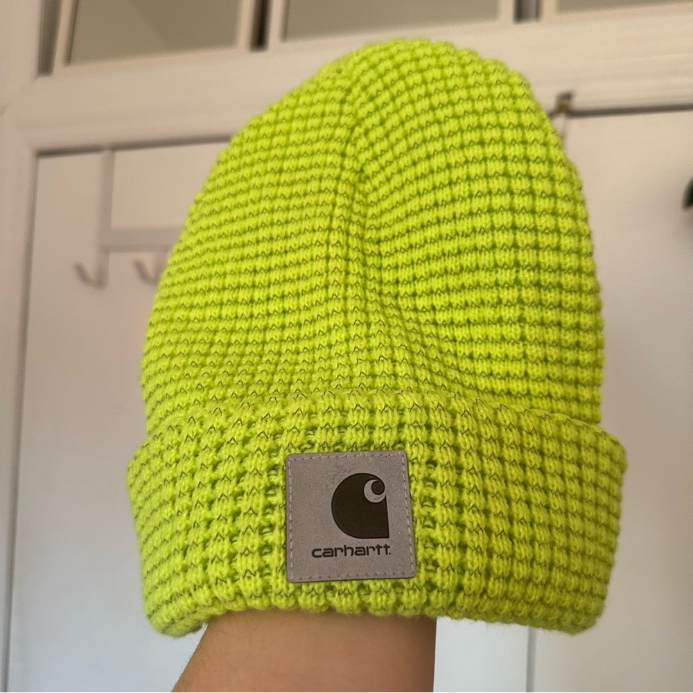 Carhartt Neon Lime Green Chunky Knit Beanie